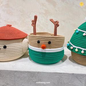 귀여운 루돌프 2단 패브릭 수납 바구니 박스 정리함 바스켓 아기 소품 화분 커버