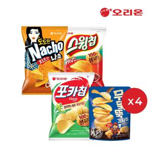 간식4종 16팩(포카칩어니언4개+무뚝뚝감자4개+스윙칩4개+도도한나쵸4개)