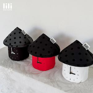 머쉬룸 패브릭 시계 바스켓 수납 바구니 화장품 정리함 집들이 선물 3colors
