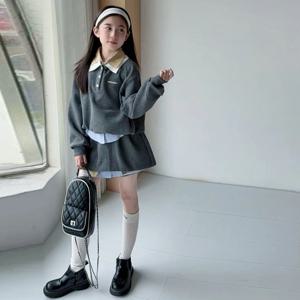 폴로 스웨트 & 플리츠 스커트 세트 R30357