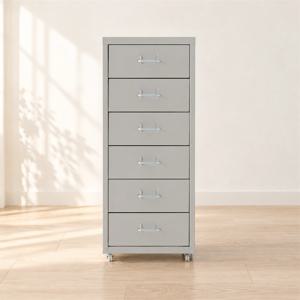 라이트그레이 슬림 6단 철제 이동서랍장 280