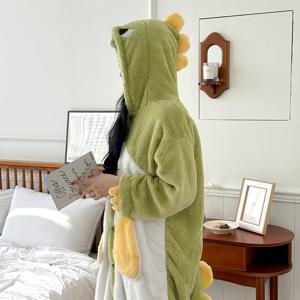 [추가 5%] 극세사 코스튬 수면잠옷 공룡 로브 긴팔 홈웨어 여성 기모 파자마 겨울 파티