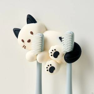 마이리틀버디 흡착 칫솔홀더 2구 화이트캣