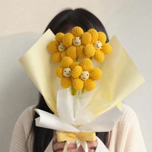 퐁신퐁신 스마일 뜨개 꽃다발 꽃배달 생일 축하 출산 퇴사