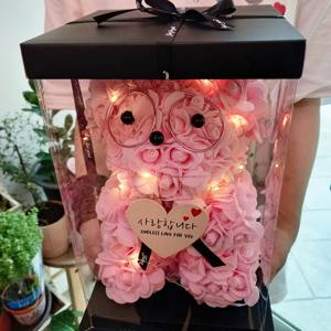 사랑의 로즈베어 led 전구 색깔 택1 개업 선물 집들이 결혼 기념일