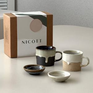 선물포장 포터리 머그컵, 접시 선물세트 2color MADE IN JAPAN