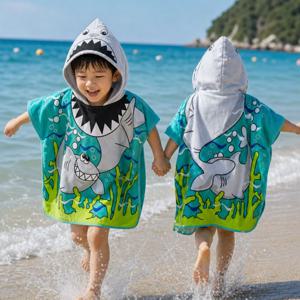 어린이 유아 키즈 아기 비치가운 샤워 목욕가운 여름 물놀이 수영 입는 후드 상어 비치타올