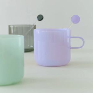 데일리 컵 & 머들러 세트 밀크 라일락 420ml 내열 유리컵 머그컵 밀크글라스 선물 세트