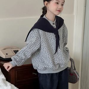 세일러 카라 도트 기모 맨투맨 R30674