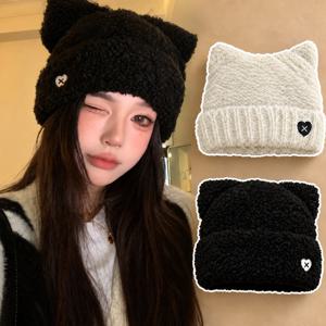 고양이 비니 퍼 니트 뽀글이 귀여운 비니 모자 가을 겨울 여성 털 방한 모자 와치캡 버킷햇