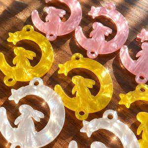달 토끼 비즈 설날 추석 키링 팔찌 만들기 DIY 키트 미술 수업 재료 부자재