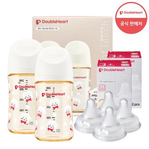 3세대 헬로베이비 240ml 트윈팩(젖병2개/노꼭지) + 젖꼭지4개