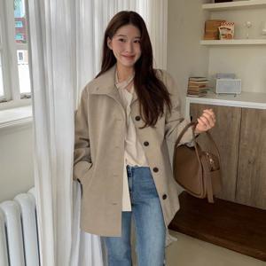 잇미샤 [26 S/S] 잇미샤 하이넥 스웨이드 하프 자켓 ITQ2ZLJ770