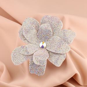 1개 대형 130*140mm 이중층 핫픽스 라인석 꽃 아플리케 3개 세트, DIY 공예품, 웨딩드레스, 헤어밴드, 신발, 가방용 - 즉시 접착식 핫픽스 기술의 풀드릴 꽃무늬 장식