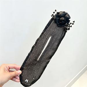 여성을 위한 라인석 장미 1개 - 핸드메이드 번머리용 빵집게, 땋은 머리, 포니테일, 번머리, 웨딩, 프롬 헤어스타일용 라인석 꽃이 달린 부드러운 직조 클립 - 우아한 헤어
