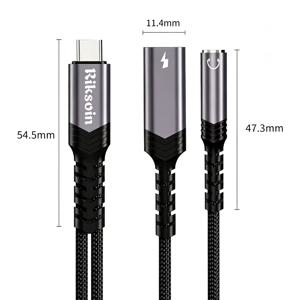 USB C - 3.5mm 헤드폰 및 충전기 어댑터 2-in-1 Type C - Aux 잭 오디오 케이블 충전 동글 스플리터 코드 (아이폰 17/16/15 Pro Max, 삼성 S25/S24/S23, 아이패드 Pro, 픽셀용)