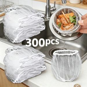 주방 싱크대 및 배수구용 교체용 메쉬 필터 300개 - 미세한 메쉬 스트레이너 - 막힘 방지, 간편한 세척 - 작은 구멍이 있는 내구성 있는 파이프 및 식품 준비용 메쉬 체에 적합, 주방 싱크대 필터, 실용적인 주방용품, 고효율 여과 원단