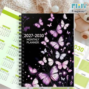 2D 플랫 플래너 1개 2027-2030년 월간 플래너, A5 사이즈, 그라데이션 내부 페이지, 4년 캘린더 플래너, 나비 테마 다이어리, 연간 캘린더 계획, 월별 라벨, 친구 및 동급생을 위한 사려 깊은 선물