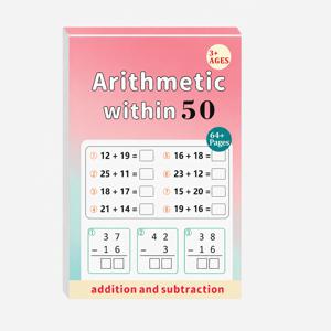 50 이내 덧셈과 뺄셈 연산 워크북, 64페이지 손글씨 보조 수학 연습장, 신학기 STEM 및 학습 교육 도구, 일상 기본 수학 계산 연습