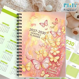 2D 플랫 플래너, 1개 2027-2030 월간 캘린더 플래너, 4년 월간 캘린더, 핑크와 옐로우 나비 테마 커버 디자인 다이어리, 4년 월간 플래너, 연간 캘린더 플래너, 월별 탭, 48개월 캘린더, A5, 친구, 친척, 급우를 위한 훌륭한 계획 선물, 2D 플랫