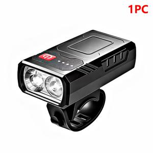 1/2 휴대용 자전거 라이트, 고휘도 2 LED 전면 자전거 조명, USB 충전식 손전등, 4가지 조명 모드, 간편한 설치, 배터리 잔량 표시기, 자전거 타기, 캠핑 등에 적합