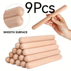 천연 견목재 케블라 타악기 스틱 9개 세트 - 20.32cm - 핸드드럼, 콩가, 봉고, 앙상블 공연, 라틴 리듬 음악용 - 밴드 리듬 스틱, 전문가용 공연용 (박스 미포함)