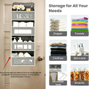 4단 대형 포켓 현관문걸이 수납 선반 - 패브릭 도어걸이형 벽걸이 행거 시스템, 공간 절약형 수납장 선반, 침실, 욕실, 식료품 저장실에 적합 - 수납백 및 가정용 정리용 경량 선반
