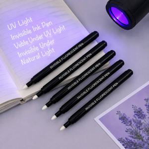 5개 묶음 투명 펜, 초자외 투명 형광 펜, 인기 초자외, 스파이 펜 초자외 잉크 펜 사용 초자외 매직 비밀 볼펜 파티 선물, 스파이 선물, 교실 상품 및 비밀 편지 표시