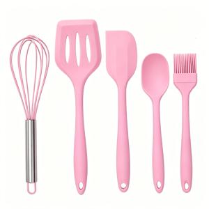 5종 식품 등급 실리콘 베이킹 도구 세트 - 내열성이 뛰어난 주걱과 브러시 콤보, 세척이 용이한 다기능 주방 도구, 케이크 장식/요리/그릴 요리에 적합, 할로윈과 크리스마스에 이상적인 선물