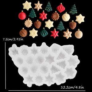 Semi-3D 22구 멀티 스타일 크리스마스 컬렉션 몰드, 멀티 스타일 크리스마스 요소 실리콘 몰드, 크리스마스 트리 눈꽃 나선형 구체 소나무 잎 별 수제 아로마 스톤 석고 펜던트 몰드