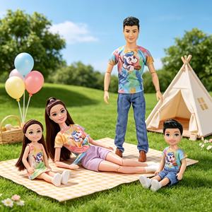 아트 페인터 인형 세트 4인 가족 인터랙티브 게임 세트 인터랙티브 인형 BJD 관절 이동 가능 인형 4인 가족 인형 세트 귀여운 패션 다중 관절 이동 가능 인형 포즈 시뮬레이션 인형 볼 조인트 인형 발렌타인데이 부활절 추수감사절 C