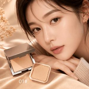 실버 큐브 팩트 얇고 가벼운 밀착 커버 건습식 겸용 보습 세팅 파우더 롱래스팅 워터프루프