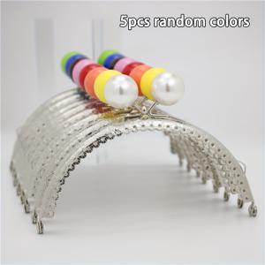 은색 DIY 지갑 액자 5개, 12.5cm/4.93인치, 메탈 키스 버클 및 랜덤 구슬 색상 포함, 액세서리 포함, DIY 지갑 만들기