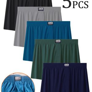 5피스 남성 브리프 혼합 PC 솔리드 컬러 롱 박서 브리프, 4방 스트레치 원단, 통기성 및 부드러움, 올 시즌 스포츠 반바지, 폴리에스터 니트, 슬림핏 남성 롱 박서 브리프, 피트니스 및 홈 레저에 적합
