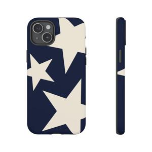 휴대폰 케이스 - 다크 블루 배경 흰색 별 휴대폰 케이스, 아이폰 18 Pro 17 15 Pro 11에 적합, 남녀 공용 다크 빈티지 감성 패턴 디자인, 듀얼 레이어 보호, 친구를 위한 완벽한 선물