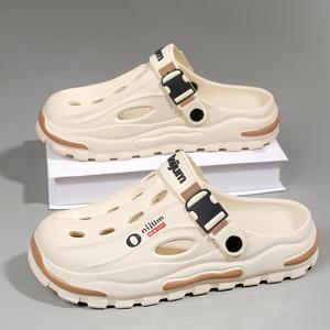 두꺼운 밑창 미끄럼 방지 클로그, 남녀공용, 실내외 겸용 여름 샌들, 슬립온 캐주얼 스타일, 여성화