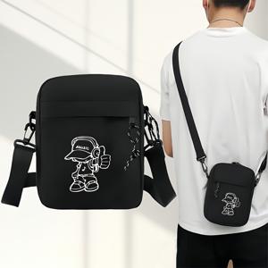 헤드폰 소년 프린트 크로스바디 백 1개 - 조절 가능한 스트랩, 옥스포드 원단 지퍼 잠금 숄더백, 헤드폰 테마, 가벼운 무게, 여행, 헬스장, 캐주얼용으로 적합, 폴리에스터 안감