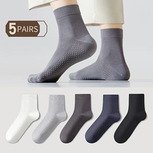 5켤레 100% 남성용 순수 운동 양말, 캐주얼 중목 양말, 봄, 여름 및 모든 계절용 통기성 양말