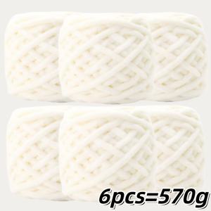 고급 6개 세트 570G 초대형 포션 청키 얀 풍부한 색상으로 코바늘 뜨기 쉬움 피부 친화적 부드럽고 푹신함, 두께 8mm, 캔디 컬러 멀티컬러, 모자, 스카프 제작에 적합한 뜨개질 및 코바늘 뜨개질