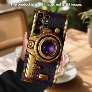 삼성 갤럭시 S26 S25 S24 S23 울트라 FE 플러스용 2D 플랫 레트로 스타일리시 빈티지 카메라 디자인 폰 케이스, 블랙 소프트 TPU 충격 방지 쉘 낙하 방지 전신 보호 커버, 여성 및 사진 애호가용 선물