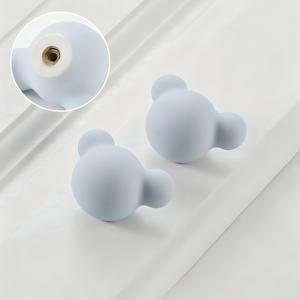 귀여운 곰 모양 캐비닛 서랍 손잡이 2개, 세라믹 가구 풀 노브, 녹 방지 및 부드러운 장식용 서랍장 서랍 손잡이, 서재, 화장대, 옷장, 주방 캐비닛, 홈 데코용 범용 가구 하드웨어 액세서리