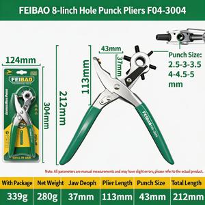 YUEFEIBAD 가죽 펀칭기, 6단계 조절식 2.5-5mm, 가죽 시계 밴드 스트랩용 벨트 펀칭 플라이어, 가죽 펀칭기, 벨트 펀처, 가죽 펀칭 공구, 벨트 펀처, 회전식 가죽 펀칭기, 시계 밴드 펀치, 가죽 공예 공구, 벨트 제작 공구, 펀칭기 플라이어, 조절식 펀칭기