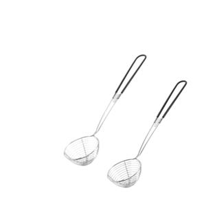 2개 전골용 스테인리스 스틸 6.35cm 미니 거름망 스쿠프, 거름망 스키머, 파스타용 메쉬 스푼, 아시안 스키머 스푼, 손잡이 달린 국자, 가정용 (블랙)