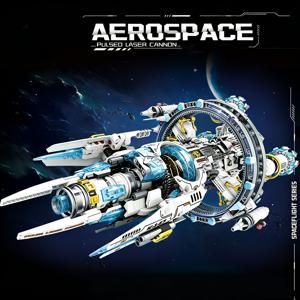 미래지향적인 반지 우주선 블록 세트, SF 우주 탐험 별 항공모델 브릭 키트 (디스플레이 스탠드 포함), 교육용 조립 장난감, 우주 애호가를 위한 이상적인 생일 선물