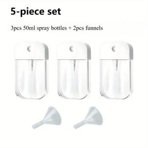 5개 세트 (50ml 리필형 플라스틱 병 3개, 깔때기 2개 포함), 향수, 알코올, 손소독제에 적합한 누출 방지 미세 미스트 디자인, 휴대용 포켓 사이즈