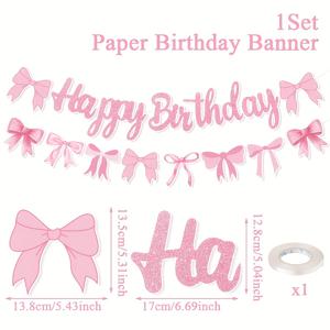 1 세트 배너, 핑크 보우 타이 바디 레터 테마 생일 선물 깃발, 핑크 생일 배너, 1세 생일 파티 장식, 샤워 파티 용품, 생일 파티 장식, 파티 선물, 크리스마스 및 할로윈용 벽걸이 장식