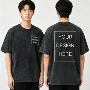 [ Duck] 브랜드 양면 커스텀 퍼스널 디스트레스드 티셔츠, 남녀공용 커플 반팔 로고 유니폼 커스터마이징, 팀 유니폼 사진 커스터마이징, 워싱 레트로 스타일