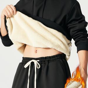 플리스 안감 두꺼운 사이즈 라지 후드티 남성용 오버사이즈 겨울 따뜻한 단색 긴소매 후드 캐주얼 스포츠 트렌디, 플러스 사이즈