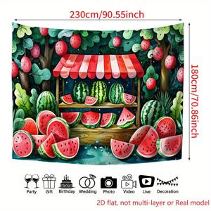 2D 플랫, 2D 플랫 프린팅 파티 배너 1개 수박 스탠드 딸기 배경 배너 HD 프린팅 배경 파티 용품 벽 장식 포토 부스, 생일 기념일 파티 용품, 휴일 액세서리 및 장식품 실내외 내구성, 2D 플랫, 생일 장식,기념일 축하,생동감 넘치는 디자인,축제 배너,재사용 가능한 장식,이벤트 배경,소셜 미디어 인플루언서,파티 주최자