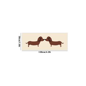 두꺼운 10mm 고품질 인조 캐시미어 포인티드 솔 1개 오프화이트 강아지 프린트 러너 러그, 간편한 창의적인 침실 복도 카펫, 스타일리시한 홈 데코 침대 옆 소프트 플로어 매트